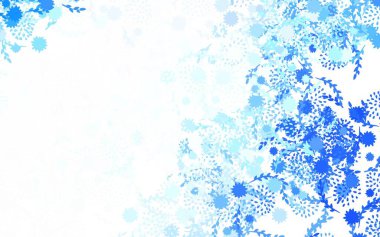 Açık mavi vektör desenli çiçekler, güller. Çiçeklerle karalama tarzında renkli çizimler. Web ve broşürler için elle boyanmış tasarım.