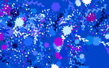 Açık Pembe, mavi vektör soyut desenli çiçekler, güller. Karalama tarzında çiçekli soyut illüstrasyon. Markan için şık bir model..