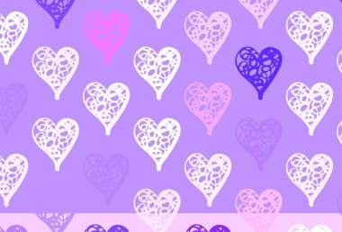 Tatlı kalpli hafif Mor vektör arkaplanı. Kalpli basit bir dekoratif tasarım. Sevgililer Günü 'nü kutlamak için tasarım.