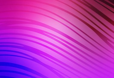 Açık Mor, eğri çizgileri olan pembe vektör arkaplan. Eğimli çizgileri olan zarif parlak bir illüstrasyon. Posterler ve afişler için iş tasarımı.