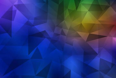 Koyu mavi, sarı vektör soyut mozaik desen. Üçgenli renkli soyut çizimler. Cep telefonunun arka planının şablonu.