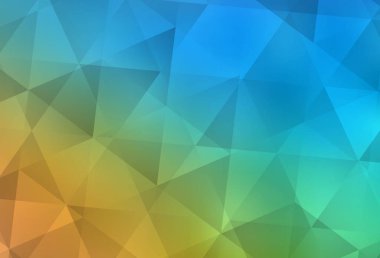 Açık mavi, sarı vektör eğimli üçgen şablonu. Üçgenli renkli soyut çizimler. İşiniz için yepyeni bir tasarım..