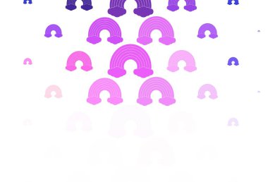 Açık pembe, gökkuşağı sembollü sarı vektör arkaplan. Gradyan gökkuşağı şekilli soyut çizimler. Olayları desteklemek için tasarım.