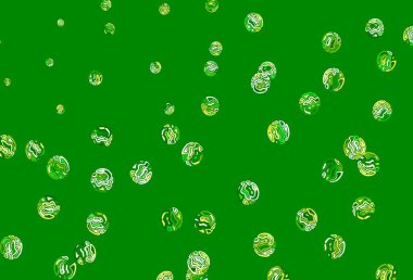 Açık yeşil, daire şekilli kırmızı vektör düzeni. Renkli su damlaları olan modern soyut çizimler. Fütürist reklamlar ve kitapçıklar için şablon.