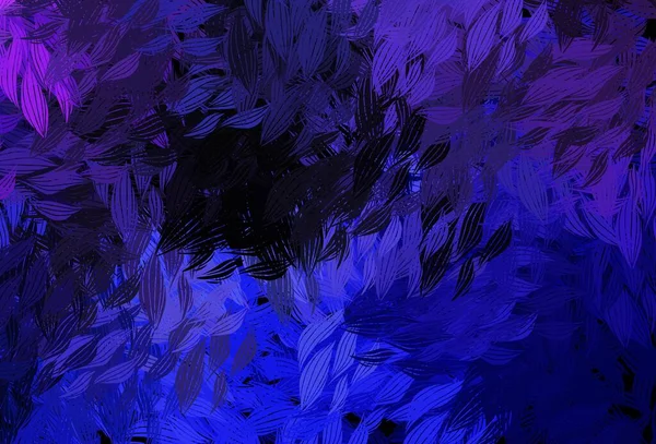 Koyu pembe, yapraklı mavi vektör şablonu. Soyut şablondaki karalamalarla dekoratif illüstrasyon. Ağ ve ambalaj için elle boyanmış tasarım.