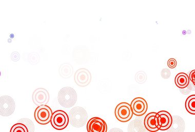 Açık mavi, diskli kırmızı vektör dokusu. Soyut arka planda bulanık kabarcıklar ve renkli gradyan. Güzel web siteleri için desen.