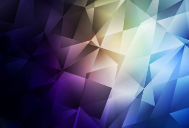 Koyu mavi, sarı vektör üçgen mozaik doku. Gradyanı olan üçgen geometrik örnek. Marka kitabınız için yeni şablon.