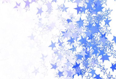 Renkli yıldızlı açık mor vektör arkaplanı. Bulanık arkaplanda gradyanı olan yıldızlar. Kozmik arkaplanlar için şablon.