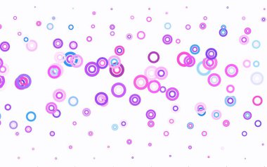 Açık pembe, köpüklü mavi vektör arkaplan. Doğa tarzında bulanık halkaları olan güzel renkli çizimler. Poster ve web siteleri için tasarım.