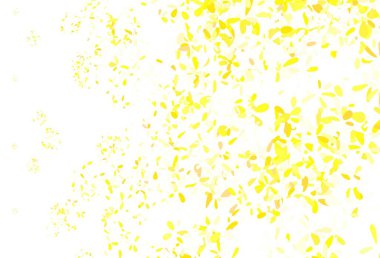 Açık sarı vektör doğal arka plan ve yapraklar. Parlak renkli çizimler ve karalama tarzında yapraklar. Duvar kağıdı tasarımınız için yeni bir doku.