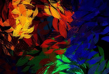 Koyu renkli, yaprakları olan zarif bir duvar kağıdı. Karalama tarzında yaprakları olan belirsiz bir çizim. Tasarımınız için yeni şablon.