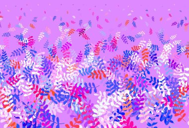 Açık mavi, kırmızı vektör yapraklı zarif duvar kağıdı. Doğal yaprağı olan zarif, parlak bir illüstrasyon. İşiniz için yeni tasarım.