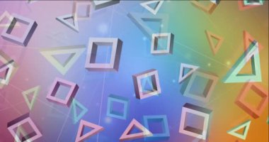 4K üçgenler, dikdörtgenler ile koyu çok renkli video döngüsü.