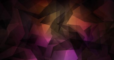 4K koyu pembe, sarı çokgen soyut animasyon.