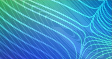 4K açık mavi, düz çizgileri olan yeşil renkli bir video. Çizgileri olan modern soyut akışkan çizimler