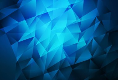 Çokgen şekilli koyu mavi vektör deseni. Renkli üçgenlerin olduğu bir resim. Duvar kağıtları için zarif tasarım.