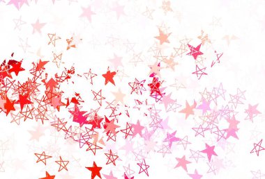 Açık pembe, gökyüzü yıldızlı kırmızı vektör şablonu. Bulanık arkaplanda gradyanı olan yıldızlar. Astroloji web siteleri için desen.