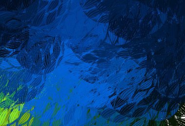 Koyu mavi, rastgele şekilli yeşil vektör deseni. Soyut tarzda rengarenk gradyan şekilleri olan bir resim. Kartvizitiniz için modern tasarım.