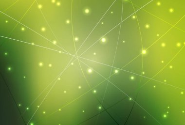 Açık yeşil, çokgonalli ve daireli sarı vektör deseni. Daireleri olan güzel bir illüstrasyon, doğa tarzında üçgenler. Kartvizitiniz için modern tasarım.