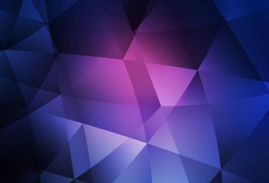 Koyu pembe, mavi vektör çokgen arka plan. Soyut ve üçgenli renkli çizimler. Cep telefonunun arka planının şablonu.