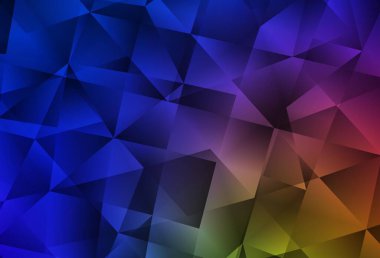 Koyu mavi, sarı vektör eğimli üçgen şablonu. Üçgenlerden oluşan parlayan çokgen çizimler. Marka kitabınız için yeni şablon.