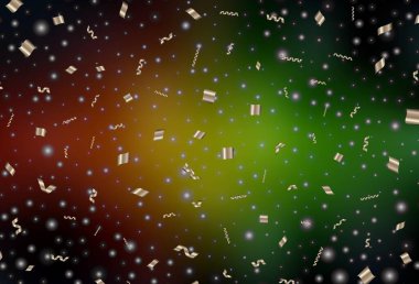 Koyu yeşil, kırmızı vektör düzeni yeni yıl tarzında. Renkli Noel şeyleri ile soyut gradyan çizimi. Bir üniversite posteri için en iyi tasarım, afiş.