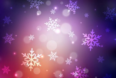 Koyu pembe, sarı vektör desenli, Noel tarzı. Noel sembolleri ve tabelaları ile renkli çizimler. Harfler ve tipografi için şablon.