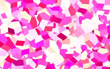 Açık Pembe, altıgenli sarı vektör arkaplanı. Bulanık yüzeyde renkli altıgenlerin çizimi. Marka kitabınız için yeni şablon.