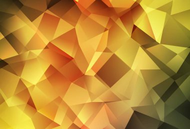 Koyu yeşil, sarı vektör üçgen çizim. Üçgenli renkli soyut çizimler. Cep telefonunun arka planının şablonu.