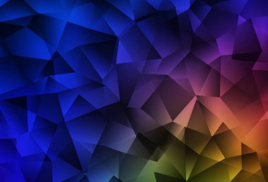 Koyu mavi, sarı vektör soyut mozaik desen. Üçgenli renkli soyut çizimler. Cep telefonunun arka planının şablonu.