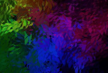 Koyu renkli vektör karalama arkaplanı yapraklarla. Parlak renkli çizimler ve karalama tarzında yapraklar. İşiniz için yeni tasarım.