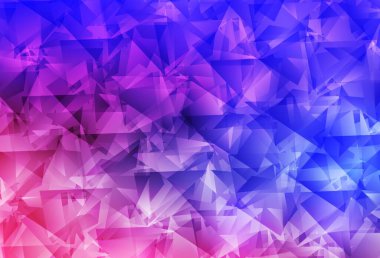 Açık Pembe, Mavi vektör çokgen arka plan. Üçgenli parlak renkli çizimler. Dizaynınız için üçgen desen.