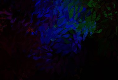 Koyu renkli vektör karalama arkaplanı yapraklarla. Yapraklarla karalama tarzında renkli çizimler. Ağ ve ambalaj için elle boyanmış tasarım.