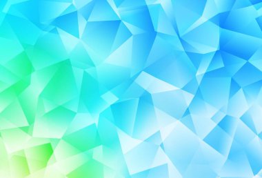 Açık mavi, yeşil vektör mozaik şablon. Zarif üçgenleri olan soyut çizimler. Web siteniz için yeni bir doku.