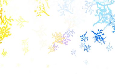 Açık Kahverengi vektör arkaplanı sakura ile karalıyor. Yapraklar ve dallarla karalama tarzında renkli çizimler. Cep telefonlarının geçmişleri için şablon.