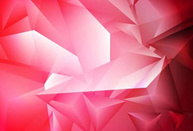 Çizgileri ve üçgenleri olan açık kırmızı vektör düzeni. Soyut üçgenli dekoratif tasarım. Broşürler, broşürler için desen