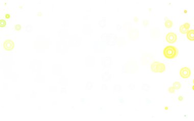 Açık mavi, daireli sarı vektör şablonu. Renkli su damlaları olan modern soyut çizimler. Güzel web siteleri için desen.