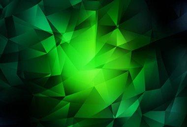 Koyu yeşil vektör eğimli üçgenler. Çokgen şekilli bir örnek. Web siteniz için yeni bir doku.