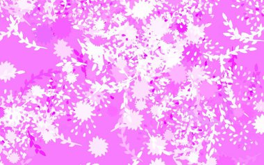 Açık Mor renkli, çiçekli zarif bir arka plan, güller. Çiçeklerle karalama tarzında renkli çizimler. Duvar kağıdı tasarımınız için yeni bir doku.