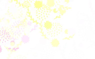 Açık pembe, sarı vektör soyut desenli çiçekler, güller. Çiçekli modern soyut illüstrasyon. İşiniz için en iyi tasarım..