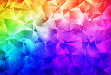 Üçgenli koyu renkli vektör arkaplanı. Soyut arkaplanda renkli eğimli üçgenler. Web siteniz için basit tasarım.