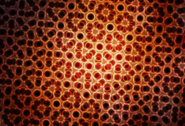 Küreli koyu turuncu vektör deseni. Soyut arka planda bulanık kabarcıklar ve renkli gradyan. Fütürist reklamlar ve kitapçıklar için şablon.