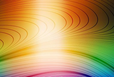 Bükülmüş çizgileri olan ışık çok renkli vektör arkaplanı. Soyut tarzda gradyan çizgilerle akıllı illüstrasyon. Cep telefonu ekranları için arkaplan.