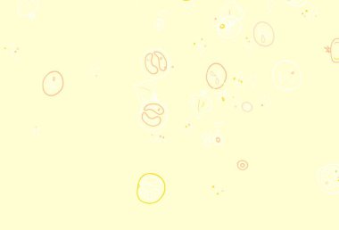 Açık Turuncu vektör arka planı ve mutfak gurmesi. Gurme yemeklerle süslenmiş soyut bir taslak. Mutfakta yemek pişirme şablonu.