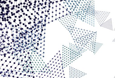 Açık pembe, dairesel üçgen şekilli mavi vektör dokusu. Çemberler, soyut arkaplan çizgileri ve renkli gradyanlar. Duvar kağıtları için şablon.