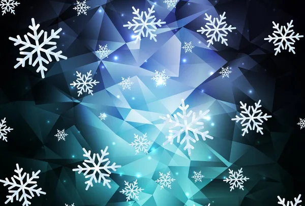 Bleu Foncé Gabarit Vectoriel Vert Avec Flocons Glace Étoiles Illustration — Image vectorielle