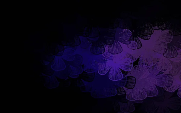 Modèle Gribouillage Vectoriel Violet Foncé Avec Arbres Branches Fleurs Croquantes — Image vectorielle
