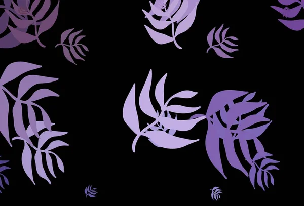 Modèle Gribouillage Vectoriel Violet Foncé Avec Feuilles Illustration Créative Dans — Image vectorielle