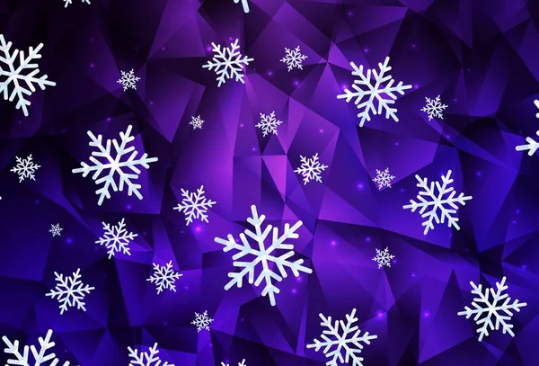 Fondo Vectorial Púrpura Oscuro Con Hermosos Copos Nieve Estrellas Ilustración — Vector de stock