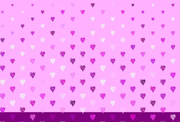 Ανοιχτό Μωβ Ροζ Διανυσματικό Φόντο Λαμπερές Καρδιές Διακοσμητικό Σχέδιο Καρδιές — Διανυσματικό Αρχείο